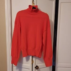 Orange Mock Neck Turtleneck Sweater Long Sleeve Size L